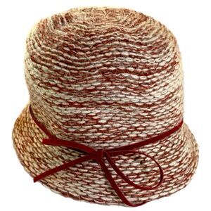 SCALA Clouche Bucket Hat Women’s OS Burgundy White Hand Made.